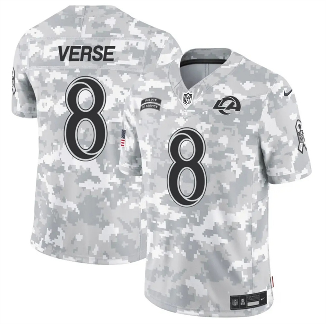 Men's Los Angeles Rams #8 Jared Verse Arctic Camo 2024 F.U.S.E. Salute to Service Limited Football Stitched Jersey